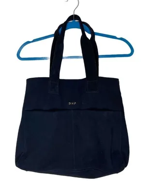 LOLA New York Black Suede Leather Large Tote Bag Purse thumbnail 1