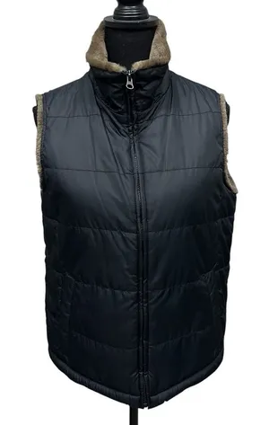 Eddie Bauer Vest Black Faux Fur Collar‎ & Lining Women's Size Small Full Zip thumbnail 1