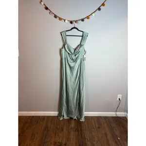 NWT Birdy Grey Mia Matte Satin dress in Sage green thumbnail 2