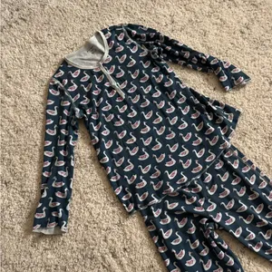Roller Rabbit Swan Print Pajama Set Size‎ XS Pima Cotton Navy Blue thumbnail 2
