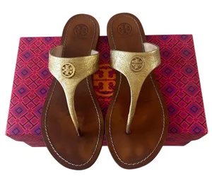 Tory Burch Cameron Gold‎ Leather Sandals 9.5 thumbnail 1