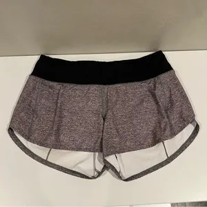 Lululemon Speed Up Short Long 4" Heather Gray Black Women's Athletic Shorts 8 thumbnail 3