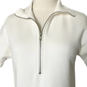 Reformation Hampton Sweat Mini Dress White Organic Cotton Fleece Half Zip XS thumbnail 3