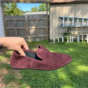 Aquatalia Size 8.5 Suede Made In Italy Ballet‎ Flat Loafers burgundy thumbnail 6