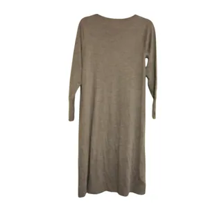 Uniqlo Womens Long Sleeve Crew Neck Fine Knit Sweater Dress‎ Taupe Brown Medium thumbnail 6