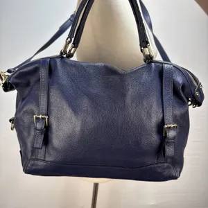 Ora Delphine Adele Satchel Bag Crossbody‎ Purse Royal Blue Pebbled Leather thumbnail 2
