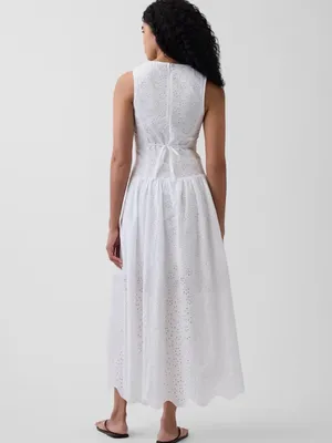 GAP Eyelet Drop-Waist Maxi Dress White XS Petite NWT thumbnail 2