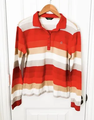 Renoma Sports Striped Polo Long Sleeve Top Size 100 (L 12/14) thumbnail 1