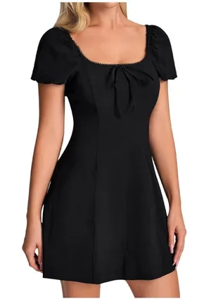 Black puff sleeve mini dress Size M thumbnail 1