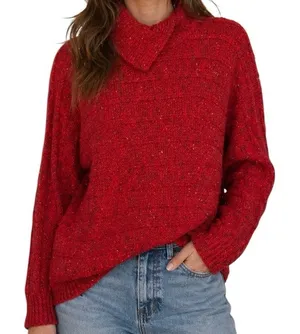 Vintage Red Confetti Wool‎ Blend Sweater Large Chunky Knit Cozy Cottagecore thumbnail 1