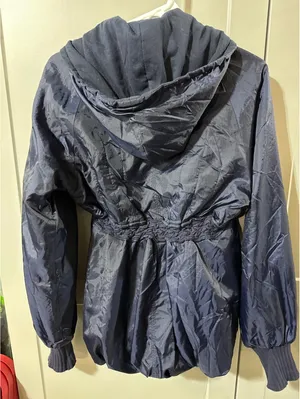Free People Navy Nylon Hooded Jacket M Medium Cozy Chic thumbnail 3