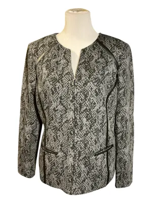 JM Collection Women’s Size 12 Snake Print Full-Zip Knit Jacket / Top Gray Black thumbnail 1