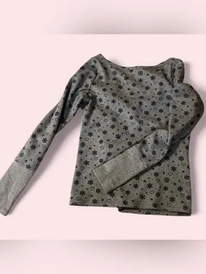 Frankies Bikinis grey/blue snowflake print Angel Waffle long sleeve top Size M thumbnail 8