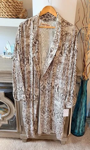 Free People Wild Nights Duster Womens Neutral Combo Size S thumbnail 1