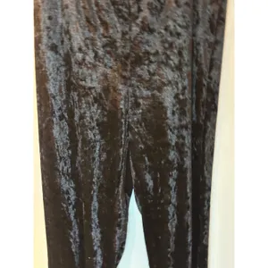 Bear Dance Black Crushed Velvet Wide‎ Leg Pants High Waisted Trousers Large thumbnail 5