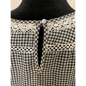 Free People Sunny Day Floral Embroidered Gingham Mini Dress Womens Medium Lace thumbnail 12
