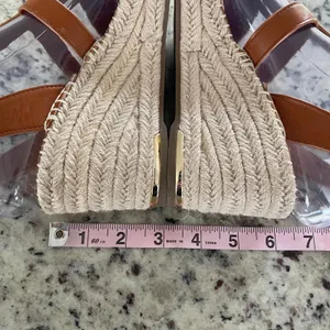Franco Sarto‎ Cassia Cognac Brown Espadrille Wedge Sandals T-Strap Womens 6M NWT thumbnail 5