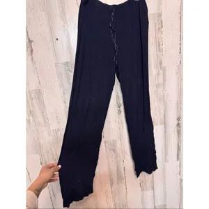 Women’s Black Modal Lounge Pants Drawstring Wide Leg Pajama Pants Size Medium thumbnail 3