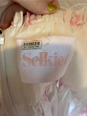 Selkie Kiss on the Lips Bebe Seashell Dress XS Pink Puff Sleeve Cotton boho thumbnail 2