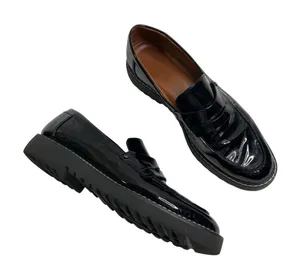 Franco Sarto Cassandra Black faux Leather Lug Sole Loafers 8 M thumbnail 1