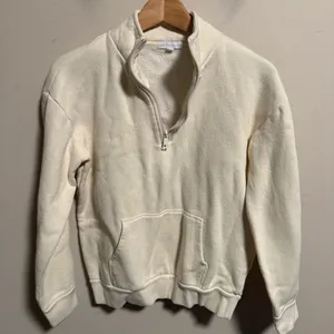 Beyond Yoga Recharge 1/4 Zip Pullover Sweater in Cream- Size XS thumbnail 2