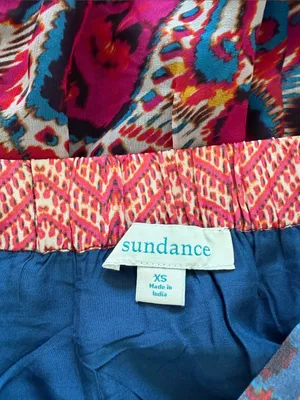 Sundance Harlin Tiered Maxi Skirt XS Boho Cupro Ikat Paisley Chiffon Lined thumbnail 6