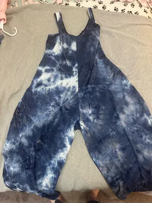 Annalee + Hope Jumpsuit Blue and White Tie Dye Boho thumbnail 1