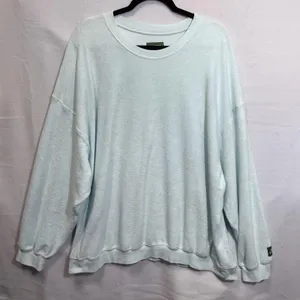 Daily Drills Oversized Crew Neck Terry Cloth Cozy Sweatshirt Surf Green Size M/L thumbnail 1