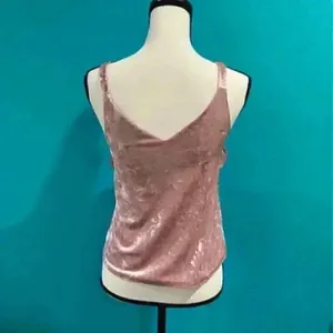 Mango crushed velvet light pink tank top in size xs thumbnail 3