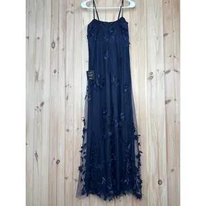 NWT Lulus Abundant Charm Navy Blue 3D Floral Applique Maxi Dress Cocktail Size S thumbnail 6