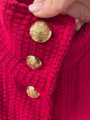 Lauren Ralph Lauren Bright Red Textured-Knit Sweater Jacket thumbnail 2