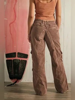 Urban Outfitters BDG Mauve Y2K Corduroy Low-Rise Cargo wide leg cotton Pants S thumbnail 13