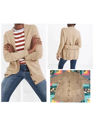 Madewell Women's L 100% Merino Wool Beige Button-Up “Cozy” Sweater Ultra Soft thumbnail 2