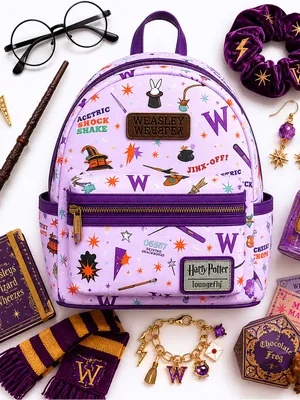 Loungefly Harry Potter Weasleys Wizard Wheezes Mini Backpack Purple Rare 11x10” thumbnail 12