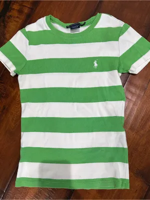 Ralph Lauren Green & White Striped Tee thumbnail 1