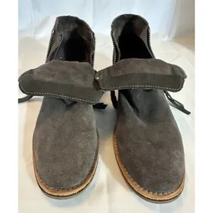 Dolce Vita Sutton Gray Suede Leather Ankle Boots Double Zip Stacked Heel 8.5 thumbnail 5