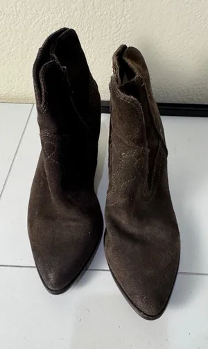 Frye Suede Ankle Boots Women 8 Brown Western Block Heel Minimalist Boho‎ thumbnail 1