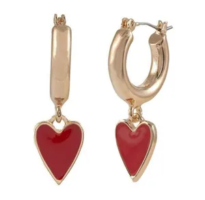 Betsey Johnson NWT red heart huggie hoop earrings thumbnail 1