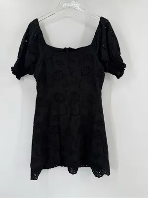 7 For All Mankind Black Puff Sleeve Eyelet Dress 100% Cotton‎ large thumbnail 2