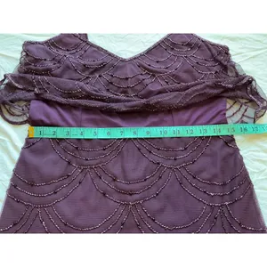 Adrianna Papell Platinum Cassis Beaded Sleeveless Maxi Gown W10 Burgundy thumbnail 7