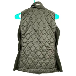 SERAC size small black quilted puffer vest zip up front fleece sides zip pockets thumbnail 3