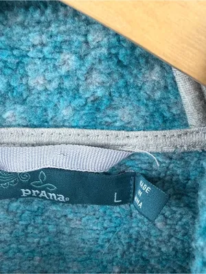 Prana Arka hooded fleece teal blue patterned full zip jacket women’s L outdoor thumbnail 2