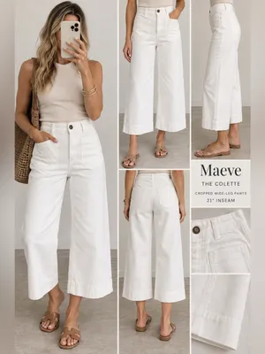 Maeve The Colette Cropped Wide-Leg Pants White Size 29 thumbnail 2