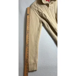 Guess Los Angeles Womens Cream Cable Knit Mock Neck Button Sweater Size M thumbnail 10