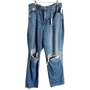 Good American Good 90's Loose Jean Distressed Indigo Size 16 thumbnail 3