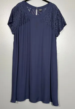 Torrid Navy Blue Lace Inset Formal Shift Dress Knee Length - Womens Plus Size 18 thumbnail 1