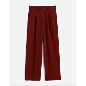 Madewell Slouchy Straight Pants in 100% Linen Henna Brown Relaxed US 10 NWT thumbnail 6