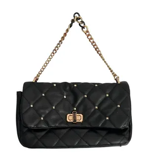Badgley Mischka Black Quilted Purse Shoulder Bag Gold Chain Pockets Everyday thumbnail 1