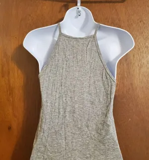 High neck ribbed tank top Gray Size M thumbnail 3
