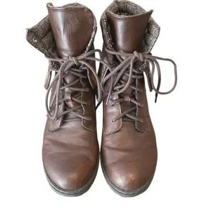B.O.C. By Born Womens Faux Leather Saturn Lace Up Fold Over Combat Boots Brown S thumbnail 2